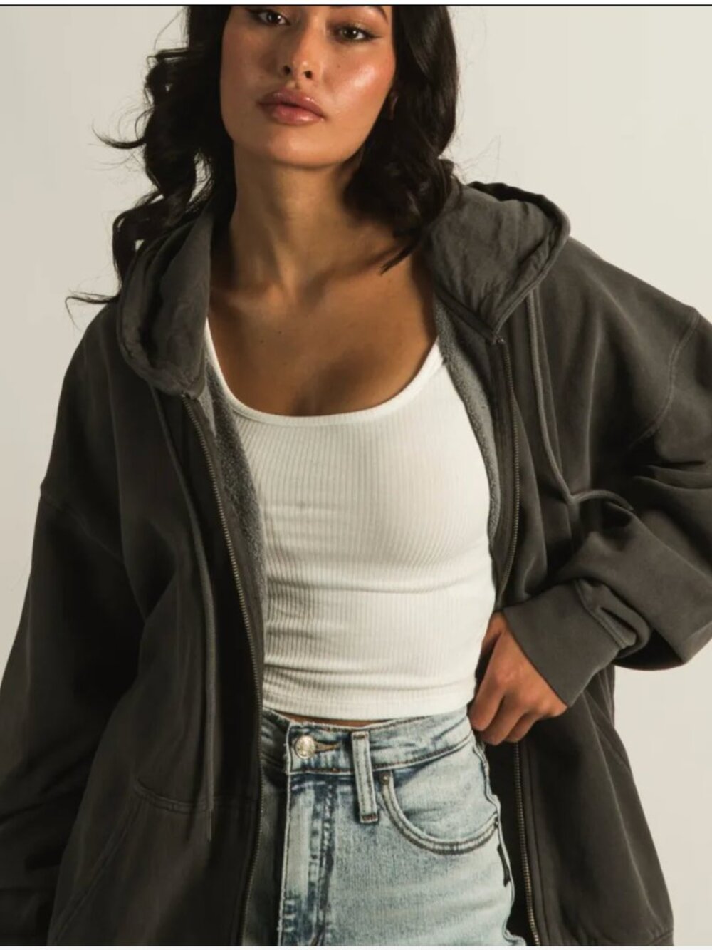 HARLOW MARIAH OVERSIZED ZIP HOODIE sm grunge streetwear